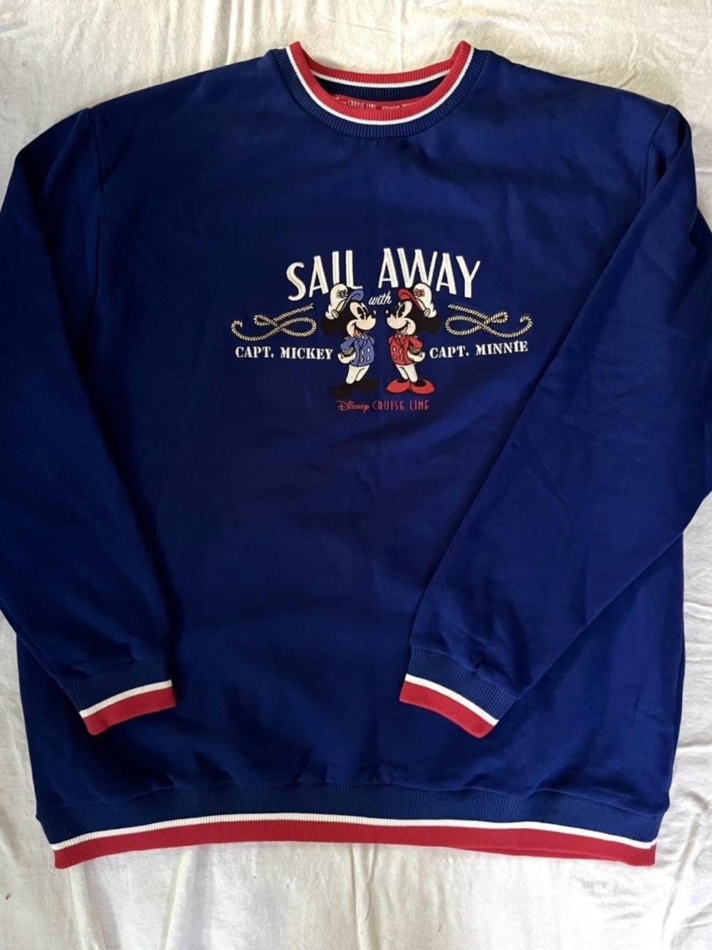 Disney Cruise Line Navy Crewneck Sweatshirt Capt. Mickey Minnie ‘Sail Away' XL